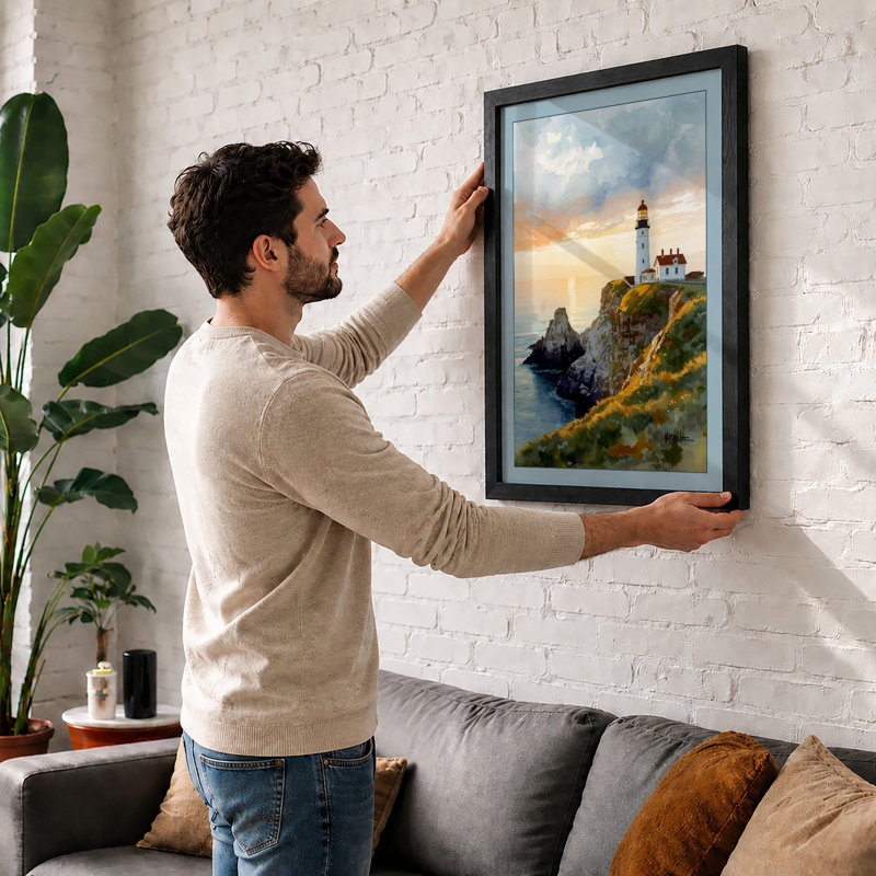 Lighthouse At Dawn Coastal - Print, Unframed, A2 - 59.4 x 42.0 cm