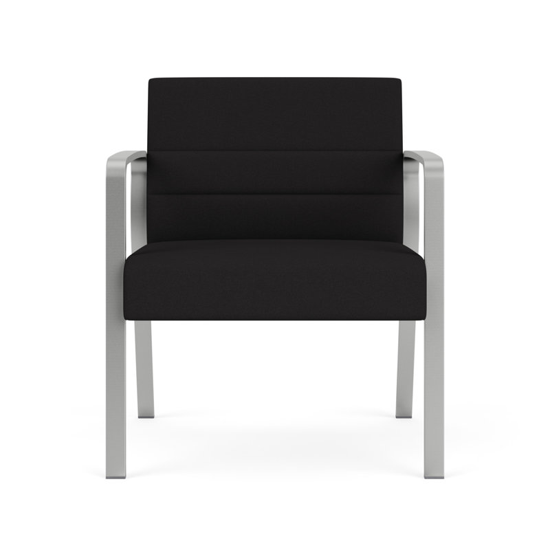 Chaise d'invité surdimensionnée Waterfall, Portes ouvertes en tissu noir, Argent