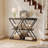 Industrial 3-Tier Entryway Table with X-Shaped Metal Frame - Warm Rustic Vintage Wood Tone. Double  Frames with 2 Shelves. Versatile for Living Room or Hallway-1675743536-1675743549