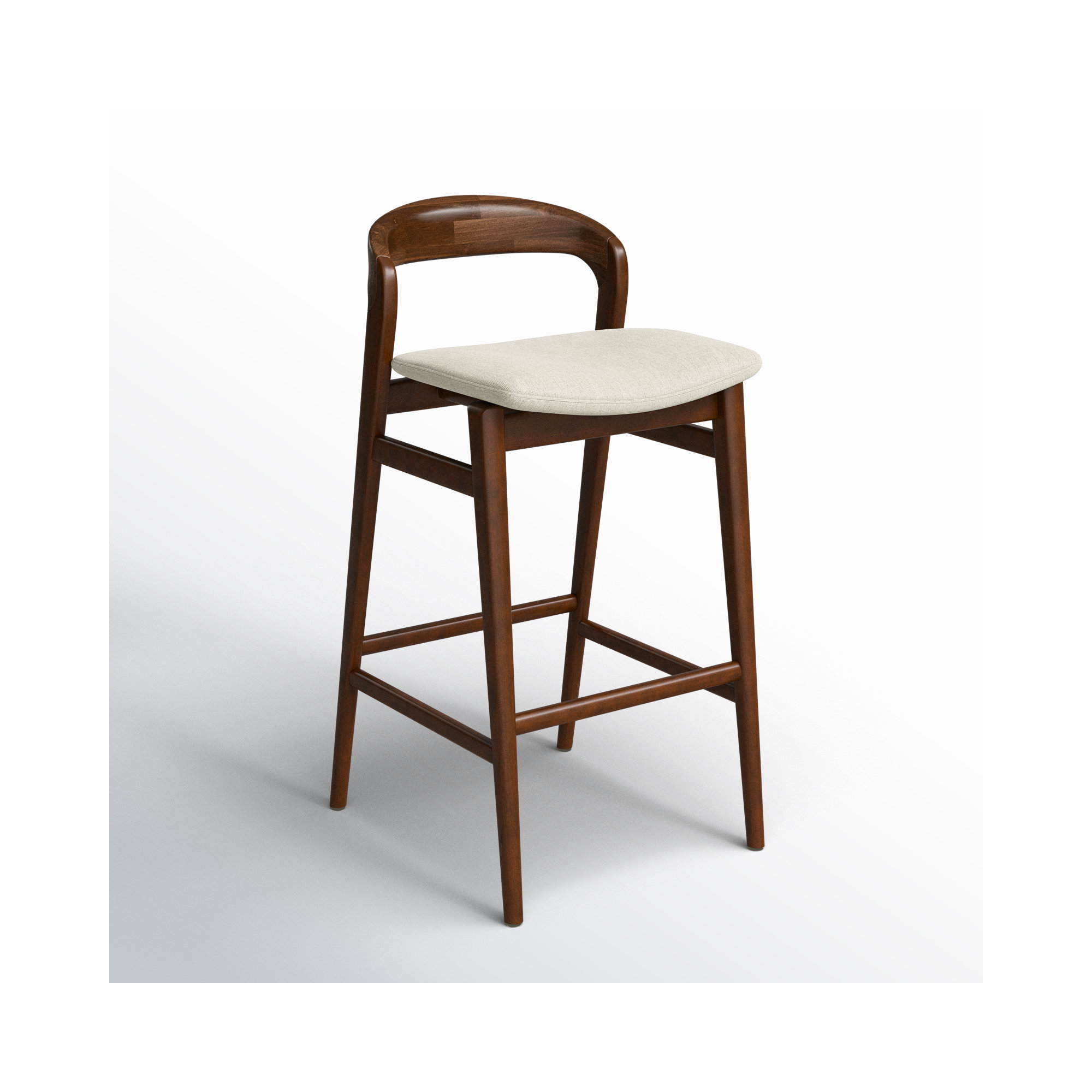 Anela Solid Wood Bar & Counter Stool, Medley Ivory Performance Basketweave, Bar Stool (29.25” Seat Height)