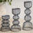Handcrafted Lainon Metal Grey Tabletop Candlestick Set of 3-1578651529