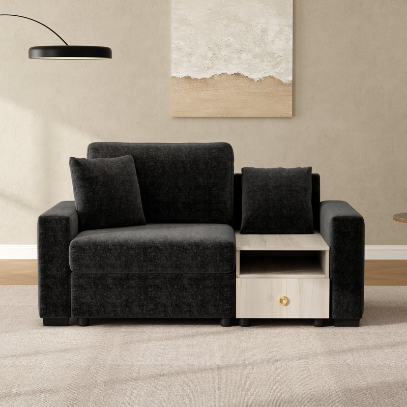 Canapé rembourré Calvera, L 63,2 po x P 31,1 po x H 32,3 po, Noir