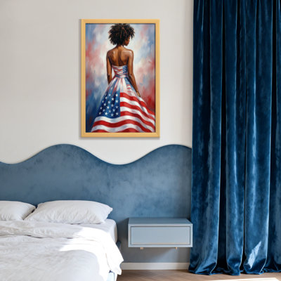 Fashion American Flag Dress Woman Back View