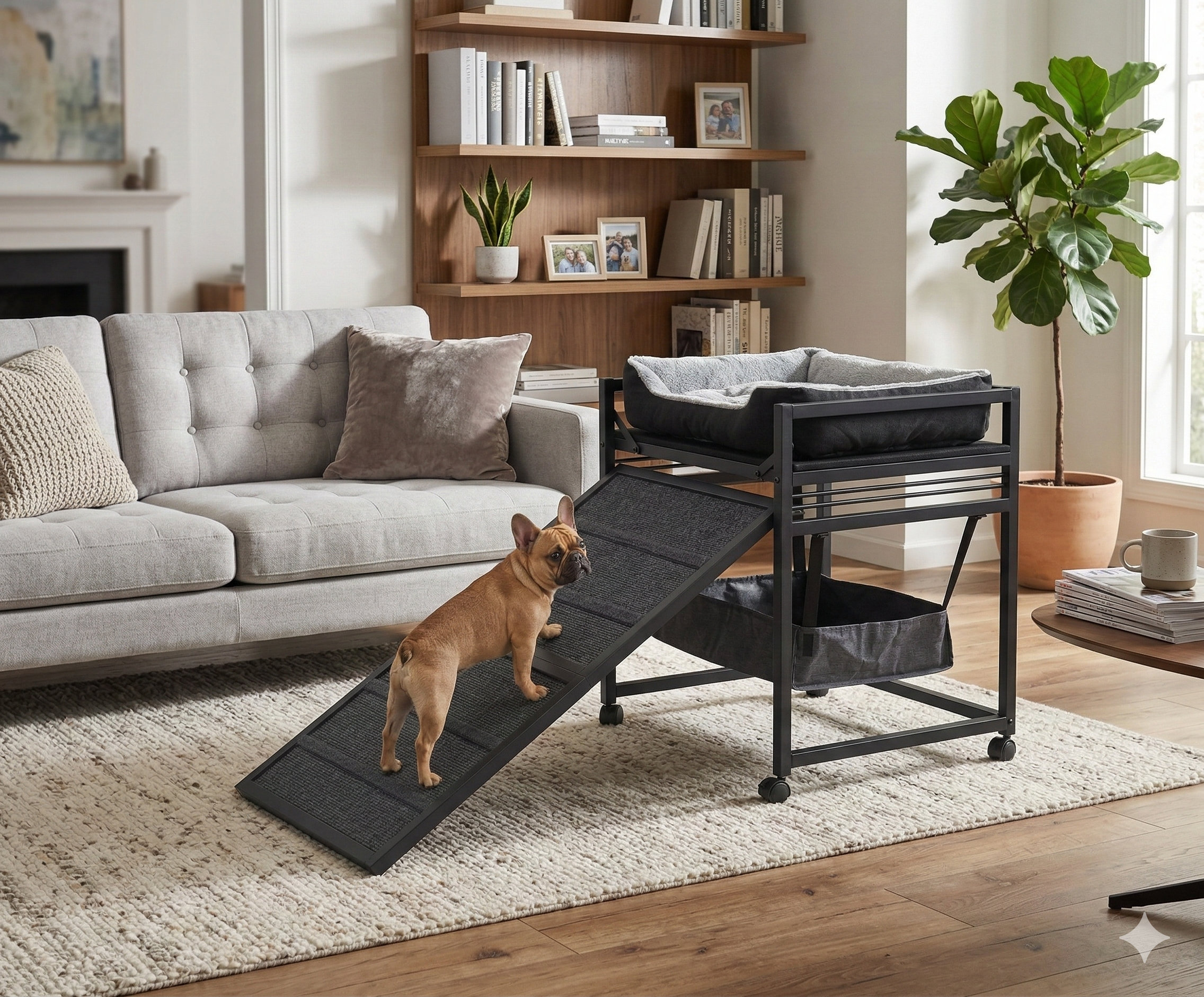 Cat Ramp Storage Latitude Run® Movable Pet Stairs Ramp with Integrated Seat and Storage ...