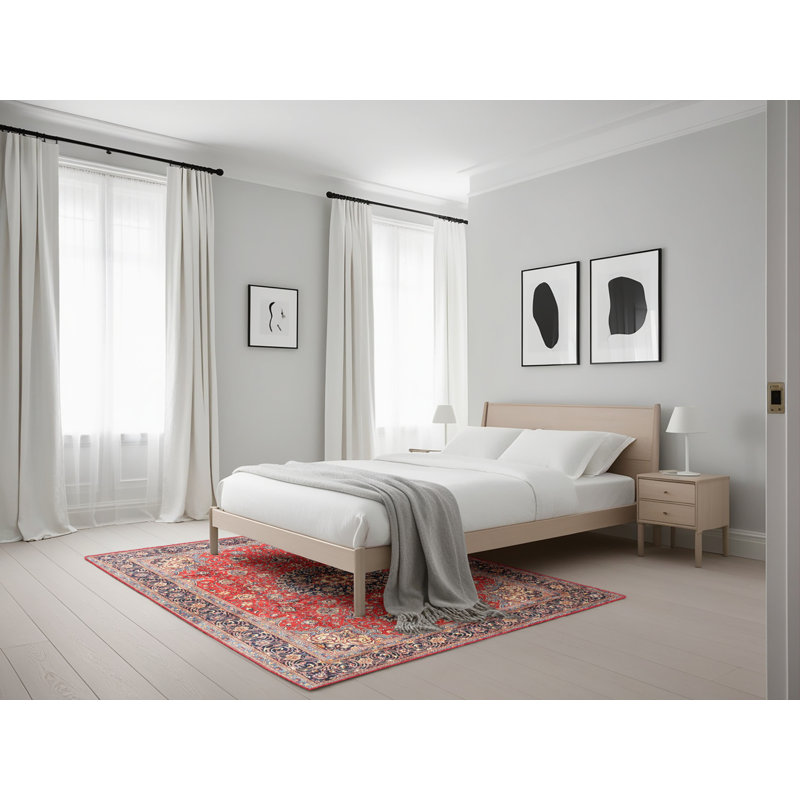 Tapis traditionnel rouge / noir Etalle, Rectangle 5 pi x 7 pi