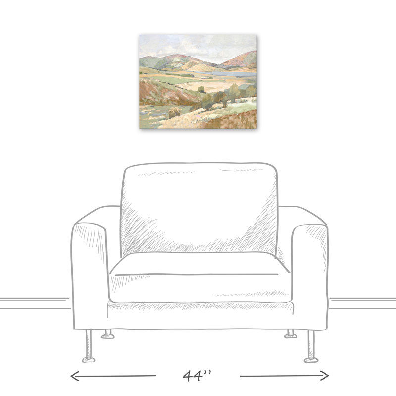 Doux paysage pastel sur toile, H 16 po x l 20 po x P 1,25 po