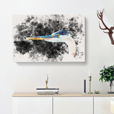 Heron Portrait Watercolour - Wrapped Canvas