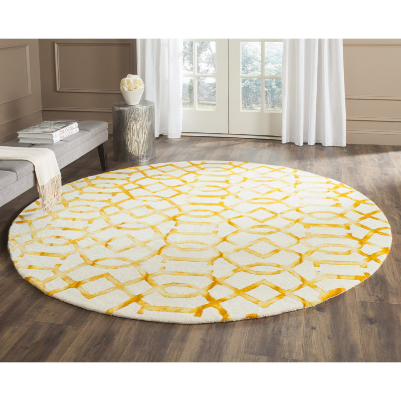 Lorna Hand Tufted Wool Geometric Rug, Round 7'