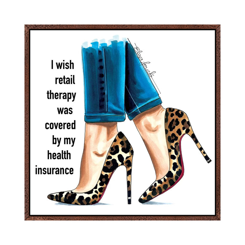 Retail Therapy 1 Piece Painting on Canvas, 93.98 cm H x 93.98 cm W, Classic Brown Wood Framed