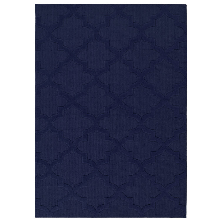 Navy Nasturtium Cut-loop Trellis Area Rug by