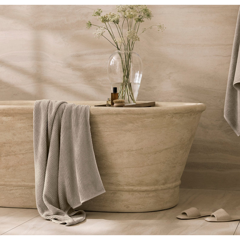 Turkish Ribbed Ribbed Bath Towel, Oak