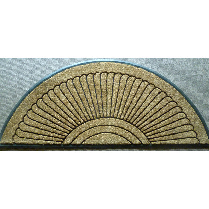 Stanton Drew Outdoor Doormat, Semi-Circle 2' x 3', Black Rubber Trim