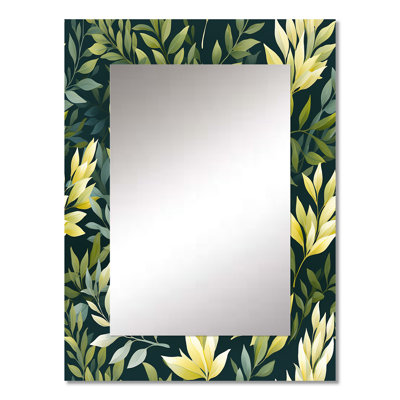 Alrun Natures Harmony Botanical Plants - botanical  Decorative Mirror, Boho Wall Mirror, Printed Metal Art