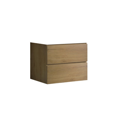 Armoire murale de salle de bain - Chêne naturel, deux tiroirs, design contemporain minimaliste