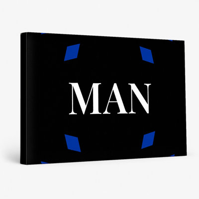 Manchester World Football City Luxury Diamond Monogram — Blue Black White — Canvas Wall Art
