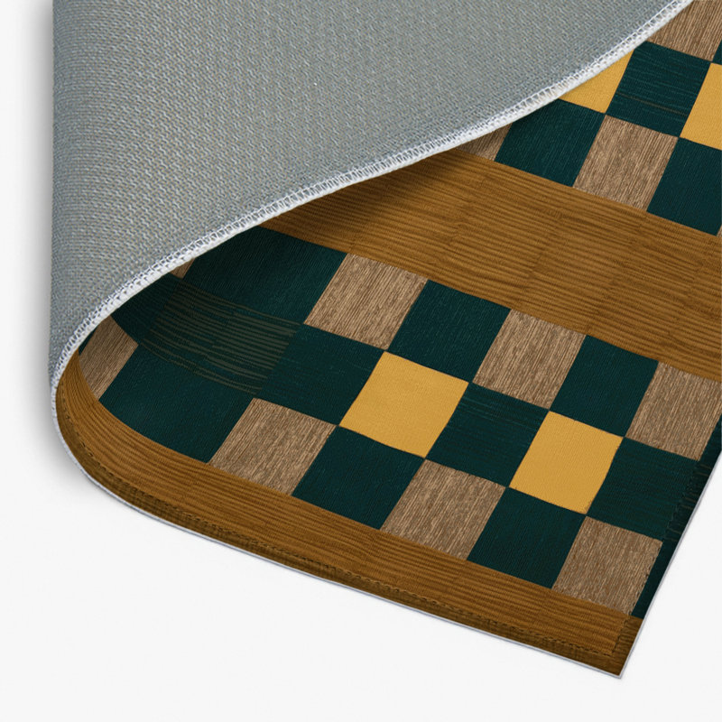 Tapis d'intérieur et d'extérieur à carreaux brun, Rectangulaire 8 pi x 10 pi