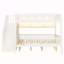 Lit superposé double au-dessus de grand lit double avec escalier de rangement, bibliothèque intégrée à lumière DEL et garde-corps pleine longueur, blanc-135110493