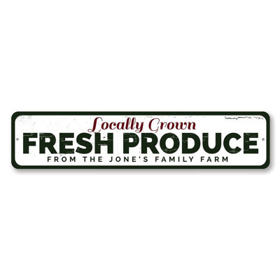 Locally Grown Fresh Produce Custom Aluminum Sign