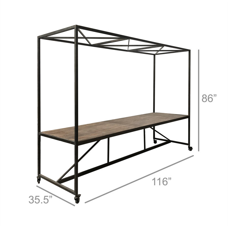 Solid Wood Top Metal Base Dining Table