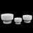 Set Of 3 Modern Ribbed Melamine Planters, Matte White Indoor Plant Pots With Pedestal Base (7.7", 5.8", 4.5")
