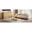Table basse de coin en bois avec tablette de rangement Arc