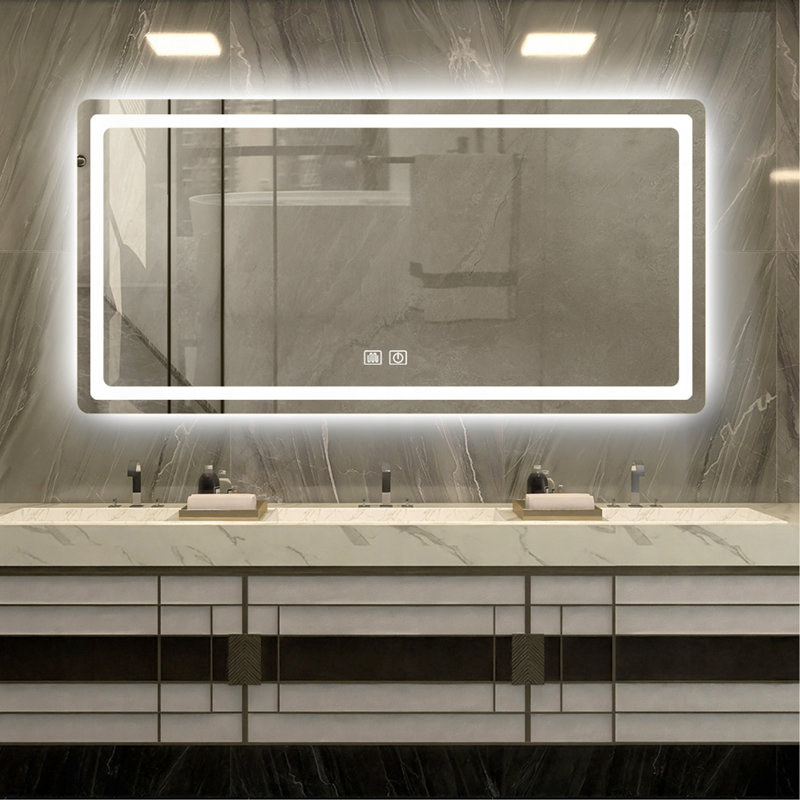 Sleek Bathroom Vanity Mirror With Smart Features And Anti-Fog Functionality
