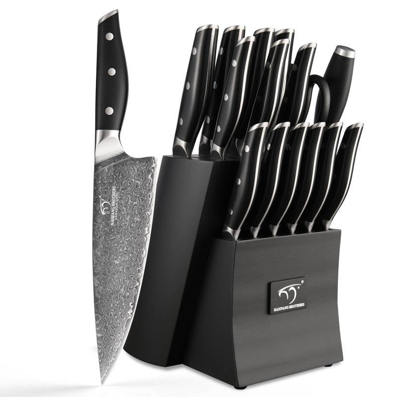 Nanfang Brothers Damascus Steel Knife Block Set