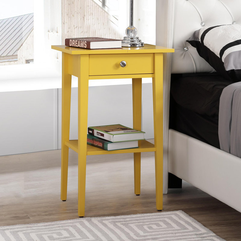  Table de chevet contemporaine Table de chevet en bois Table de chevet, Jaune