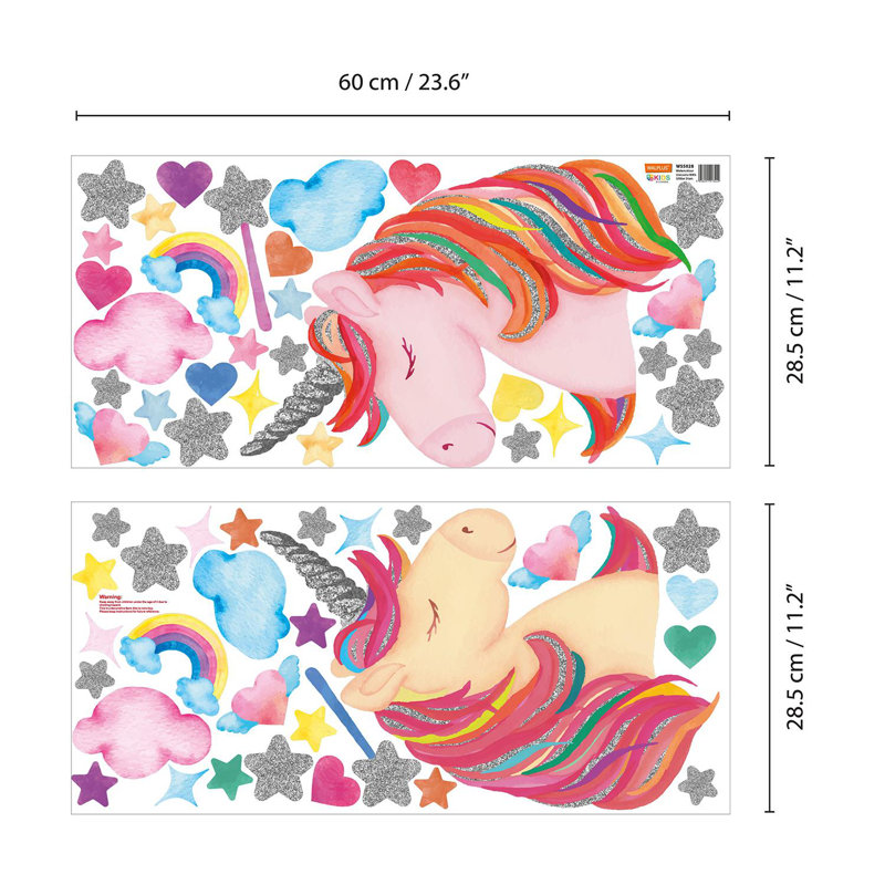 Watercolour Unicorns with Glitter Stars Wall Décor