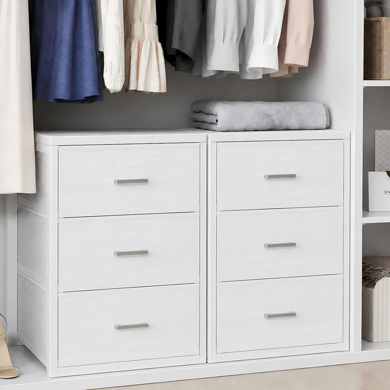Commode à tiroirs en tissu blanc, organisateur de rangement pour placard et chambre, design moderne et compact