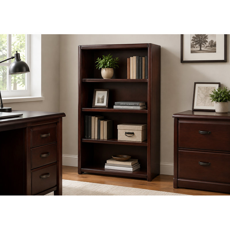 McKaylah Bookcase, Caribbean Rum, (2 Shelf) 48” H x 32” W x 13” D