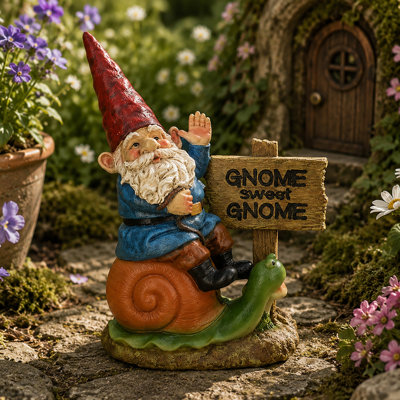 Hearne Gnome Sweet Gnome on Snail Fairy Garden
