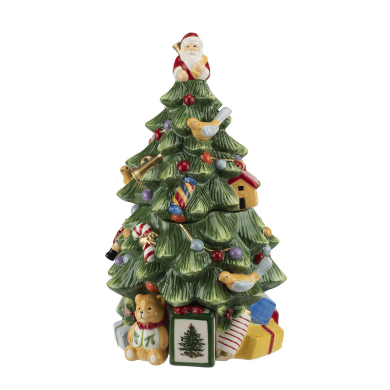 Spode Christmas Tree Tree Cookie Jar 12.25"