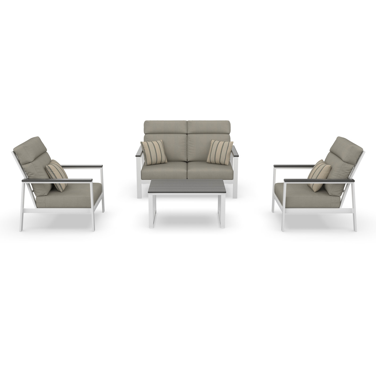 Hofman 4 Person Seating Group With Sunbrella Cushions, Gray, Spectrum Dove