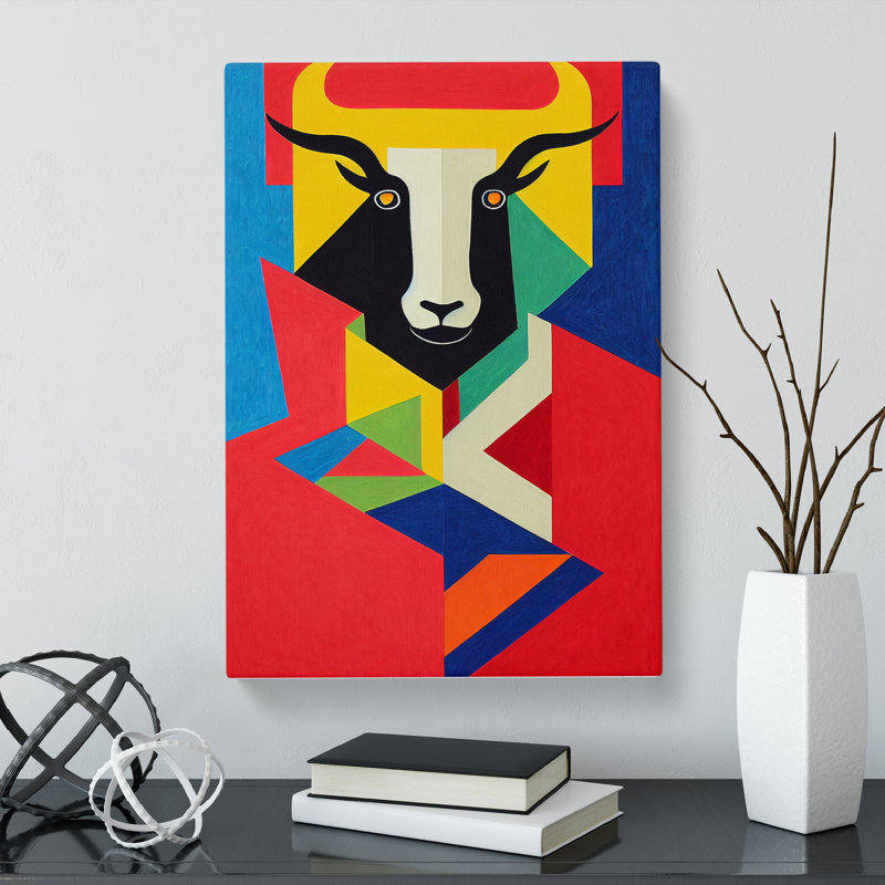 CAN-V0523-1091X Goat Abstract - Wrapped Canvas Print, 50cm H x 35cm W x 3cm D