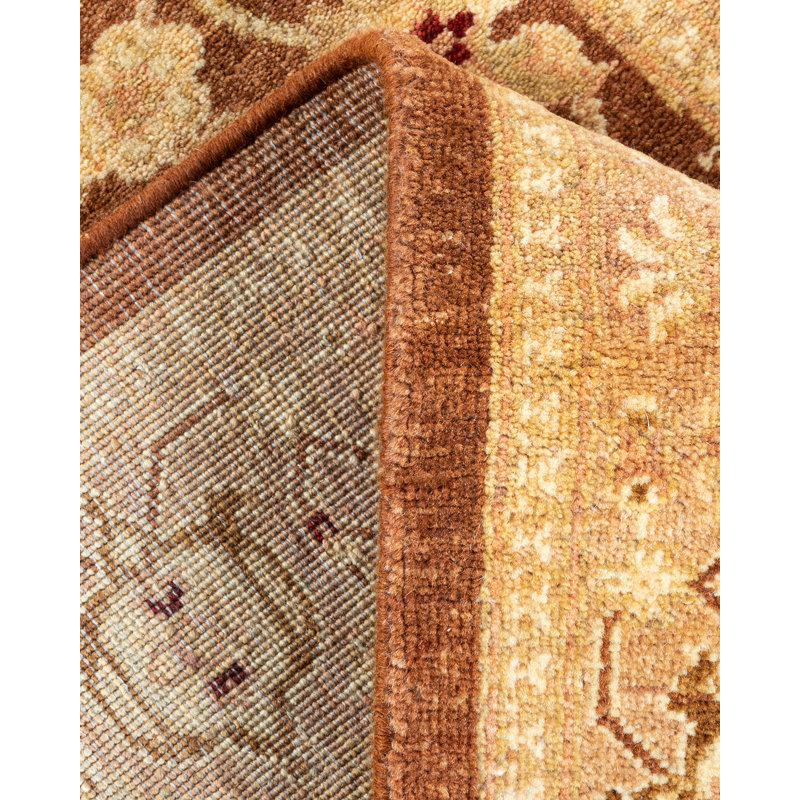 Tapis de couloir contemporain brun en laine noué à la main 2 pi 7 po x 11 pi 5 po