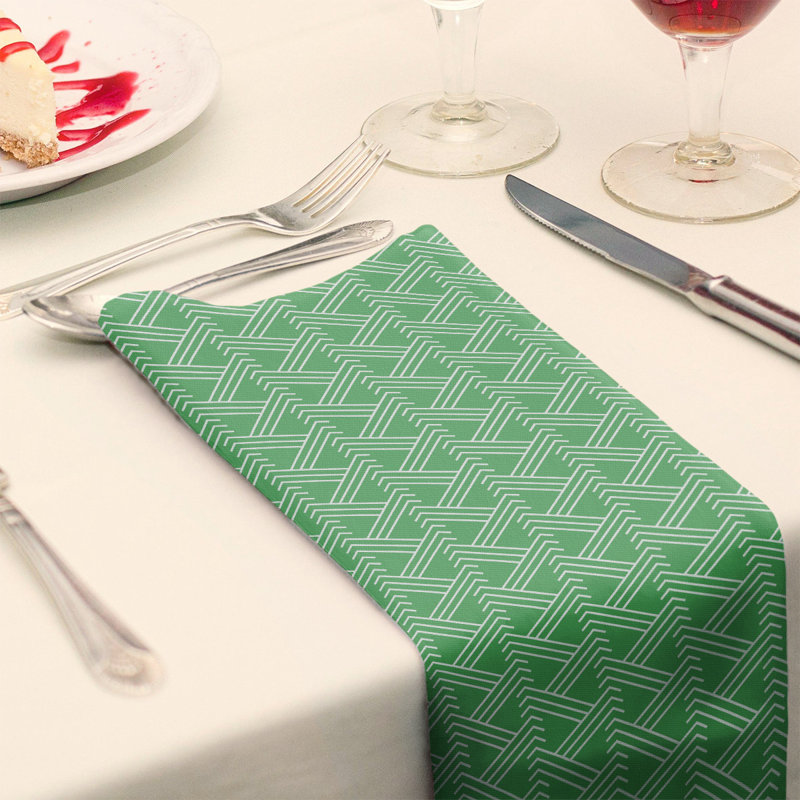 Serviette de table en coton Zig Zag, Vert foncé, H 0,1 po x l 10 po x P 10 po, Polyester sergé