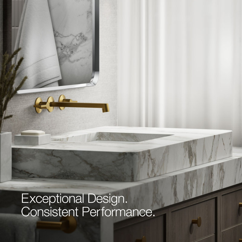 Components Wall-Mount Bathroom Sink Faucet Trim, Vibrant Brushed Moderne Brass
