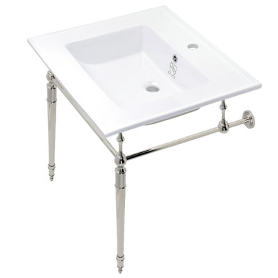 Kingston Brass Edwardian 25-Inch Ceramic Console Sink with Brass Legs (1-Hole)