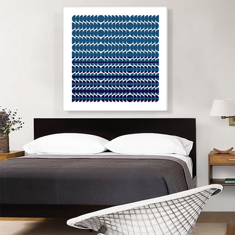 «Mid-Century Modern Blue Circles Rising», impression sur toile tendue, H 36 po x l 36 po x 1,5 po