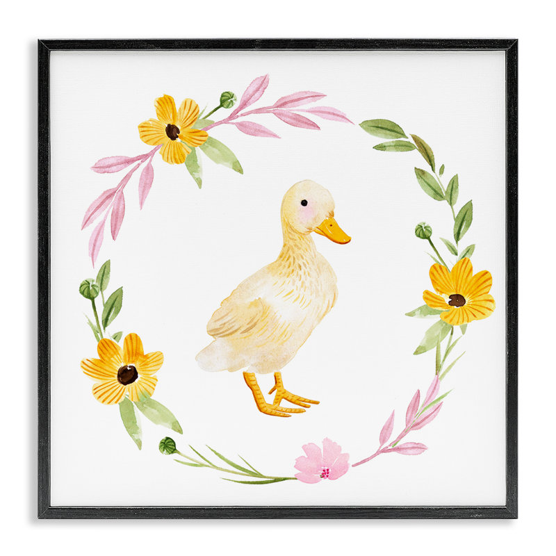 «Duckling with Daisy Wreath», art de la giclée encadrée par Enya Todd, Noir, H 24 po x l 24 po