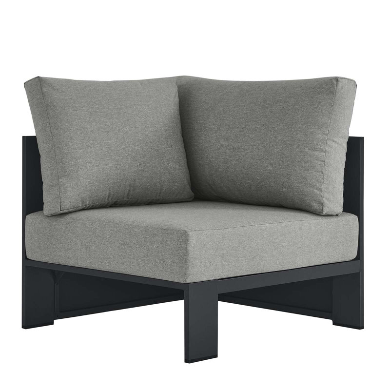 Chaise de coin modulaire en aluminium thermolaqué Modway Tahoe, Gris