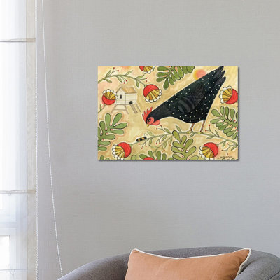 Hello Black Hen by Teresa Kogut - Wrapped Canvas Print