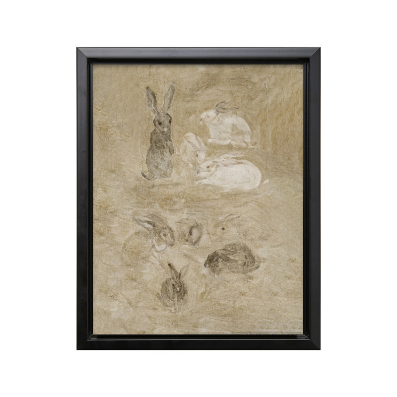 Lapins, peinture no 2, 11"H x 14"W, Canvas, Black Framed