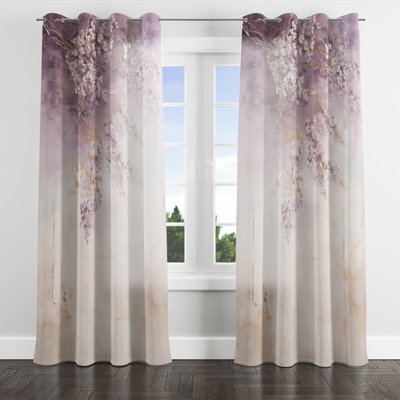 Blooming Lilac Melody II - Lilacs Grommet Curtain - Velvet Room Darkening - 1 panel
