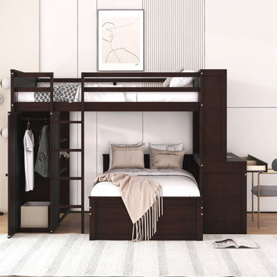 Kaylianne Loft Bed With A Twin Sd-Alone Bedshelves,Desk,And Wardrobe-