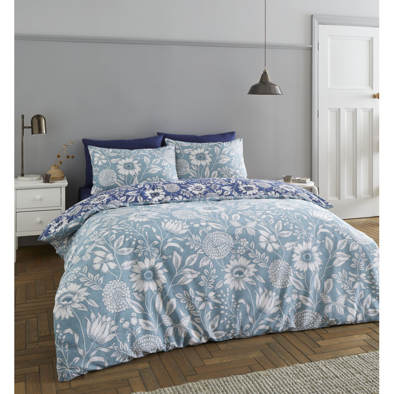 Tapestry 132 TC Reversible Duvet Cover Set, Kingsize - 2 Standard Pillowcases, Blue