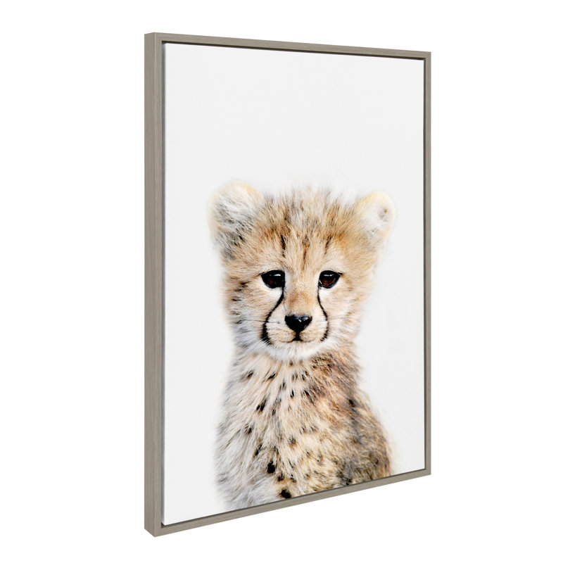 'Animal Studio Cheetah 18x24 Framed Canvas.jpg' by Amy Peterson - Floater Frame Photograph Print on Canvas, Gray Frame