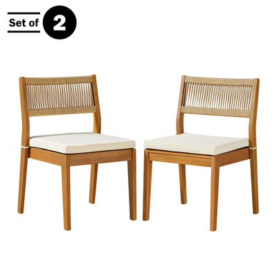 Barton Set of 2 Weather-Resistant Stackable Outdoor Dining Chairs with Cushions