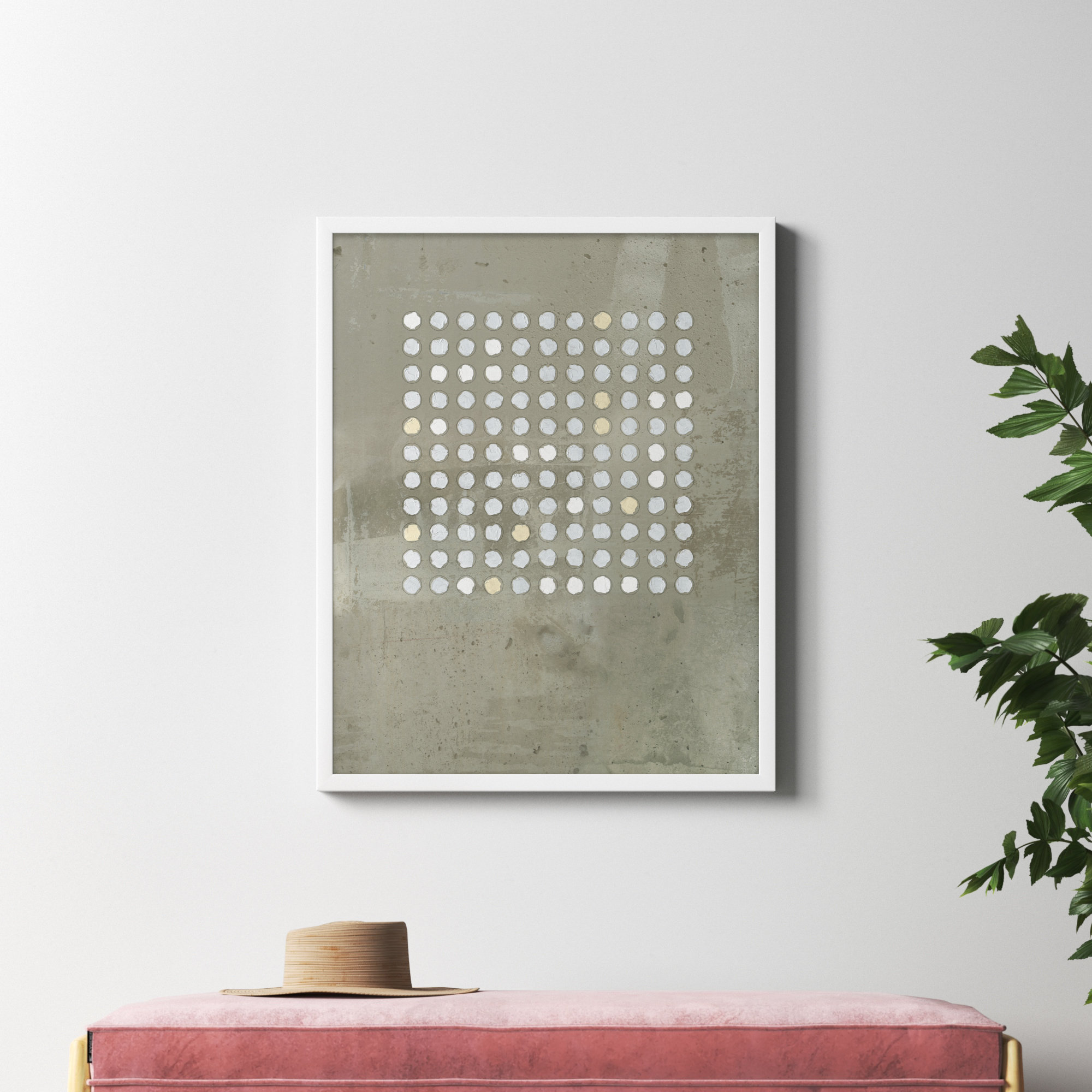 Circles In Squares 2 by Jacques Pilon, 38" H x 30" W x 1.25" D, White